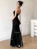 Fitted Sheer Lace Black Halter Maxi Dress