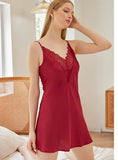 DEEP V SILK LACE PAJAMAS NIGHTDRESS