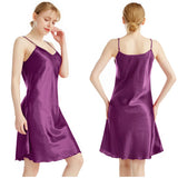 SATIN SLIM STRAP V-NECK SUSPENDER NIGHTDRESS