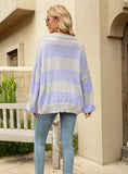 Loose V-neck Splicing Pullover Sweater