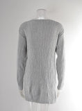 Rib Cardigan Pocket Solid Color Knitted Sweater Coat