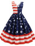 July Outfits American Flag Stripe Printing Dress