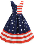 July Outfits American Flag Stripe Printing Dress