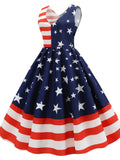 July Outfits American Flag Stripe Printing Dress