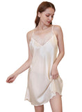 SUMMER SILK SLIM LACE SUSPENDER NIGHTDRESS