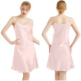 SATIN SLIM STRAP V-NECK SUSPENDER NIGHTDRESS