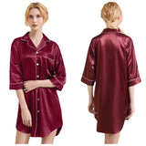 LOOSE SILK PAJAMAS V-NECK NIGHTGOWN