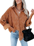 Loose Casual Corduroy Shirt Top