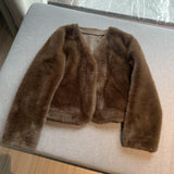 Mink-like ladies short fur coat