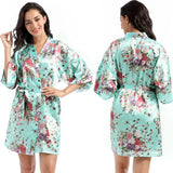 LOOSE SATIN SILK PRINTED SHORT NIGHTGOWN