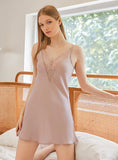 DEEP V SILK LACE PAJAMAS NIGHTDRESS