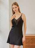 DEEP V SILK LACE PAJAMAS NIGHTDRESS