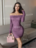 Long Sleeve Off-the-Shoulder Lace Bodycon Dress