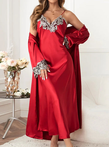 SUSPENDERS ROBE TWO-PIECE NIGHTGOWN