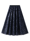 Sparkling Sequined Leaf Gauze Skirt