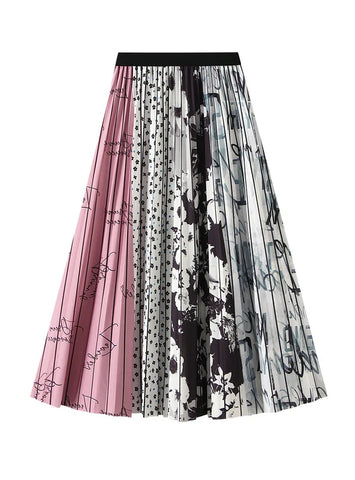 Graffiti Spell Pink Retro National Style Skirt