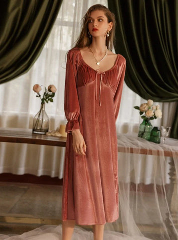 LOOSE LACE NIGHTGOWN VELVET PAJAMAS