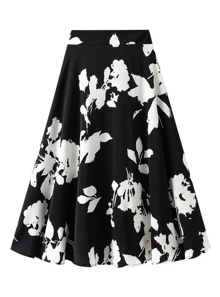 High Waist Slim Branch Print Skirt