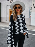 Diamond Plaid Stitching Sweater