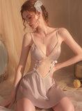 SEXY BOW LACE PERSPECTIVE SUSPENDER NIGHTDRESS