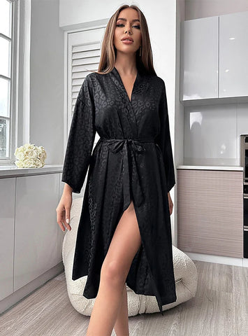 SEXY LONG ROBE SILK BATHROBE