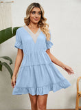 SUMMER JACQUARD V-NECK LOOSE DRESS