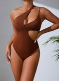 SOLID COLOR PIT SEXY HOLLOW ONE-PIECE SWIMSUIT