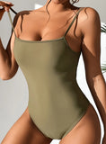 SOLID COLOR SEXY STRAPS ONE-PIECE SWIMSUIT