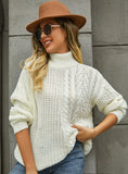 Twist Knit Loose Semi-turtle Neck Sweater