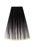 Gradient Pleated Slim Mid-length Skirt