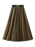 High Waist Flocked Pleated Skirt