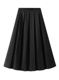 Pleated Woolen Cloth Medium Long Skirt