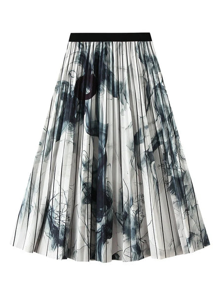 Long Retro National Style Print Skirt