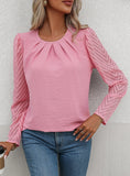 Round Neck Pleated Long Sleeve Shirt