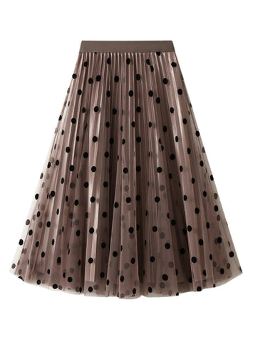 POLKA DOT GAUZE PLEATED SKIRT