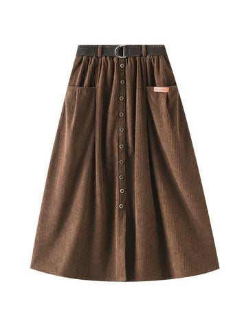 Corduroy Medium and Long High Waist Skirt