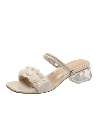 WEAR THICK HEELS PEARLS SANDALS