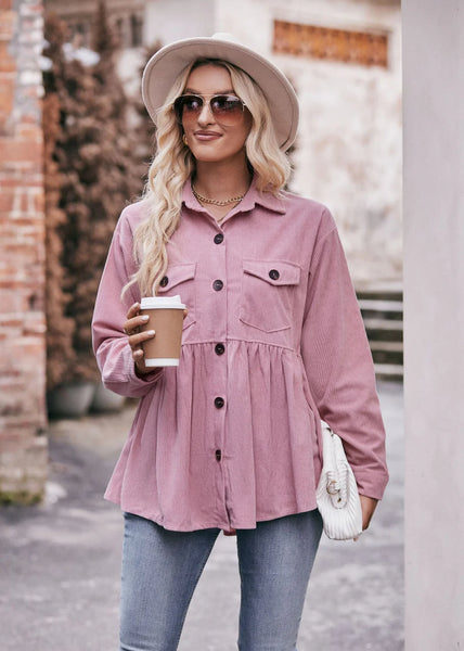 Casual Doll Corduroy Button Shirt