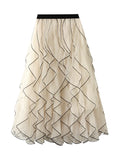 Wavy Gauze Ruffled High Waist Skirt