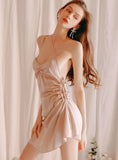 IMITATION ICE SILK V-NECK SILK NIGHTGOWN PAJAMAS