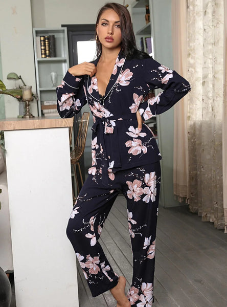 FASHION LONG-SLEEVED PRINT PAJAMAS HOME SUIT