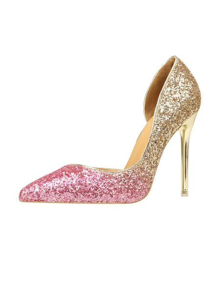 THIN HIGH-HEELED SEQUINED POINTED SHOES