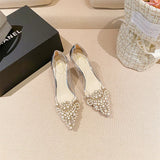 THIN-HEELED POINTED RRHINESTONE PEARL HIGH HEELS SHOES