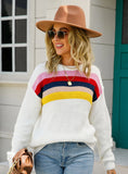 Thin Stitching Color Pullover Sweater