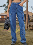 MULTI-POCKET OVERALLS TROUSERS JEANS