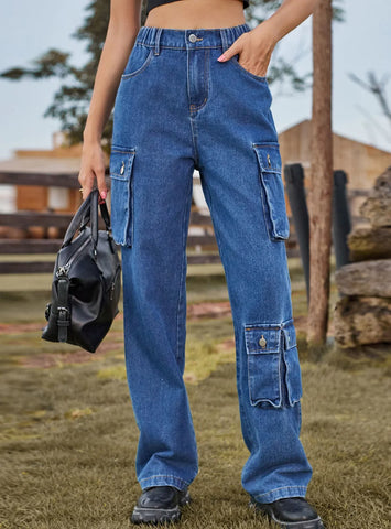 MULTI-POCKET OVERALLS TROUSERS JEANS