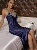 SILK-LIKE V-NECK NIGHTGOWN PAJAMAS