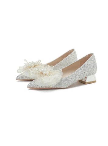 CRYSTAL HIGH-HEELED BOW WEDDING SHOES