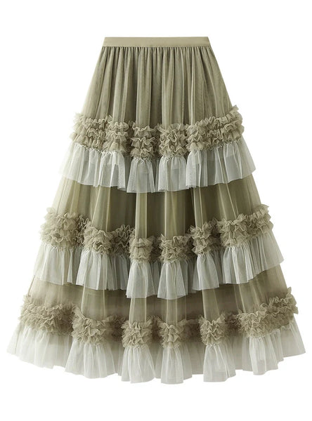 Women Mesh Cake Skirt