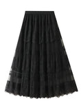 Mesh Stitching Lace Cake Skirt